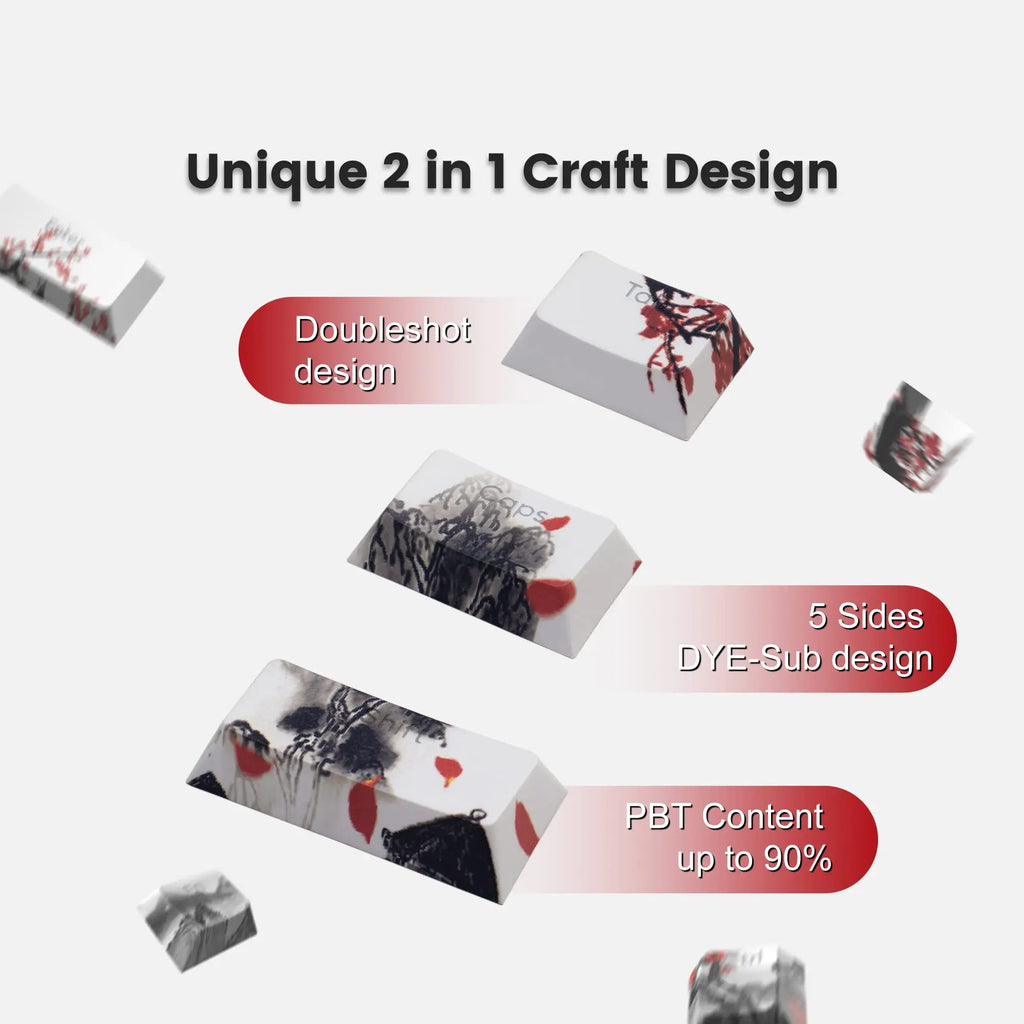 127 taustiņi spīd cauri plūmju ziedu ķiršu profilam