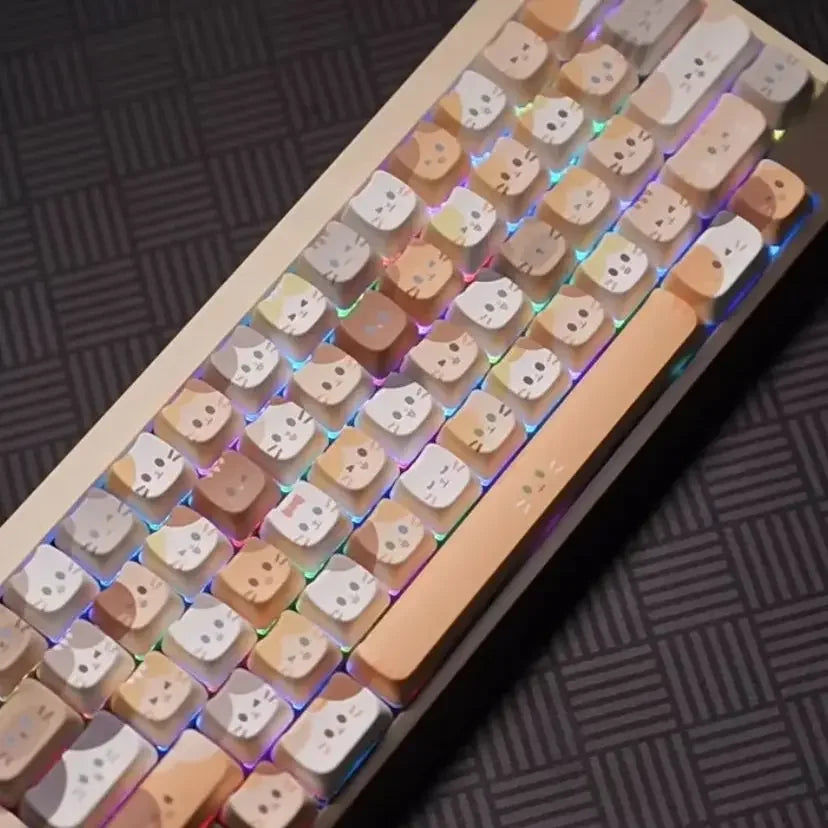 en stock, bonitas teclas de gato, perfil MAO, tapa de llave cuadrada PBT para teclado mecánico MX, juego de teclados para regalo de niñas