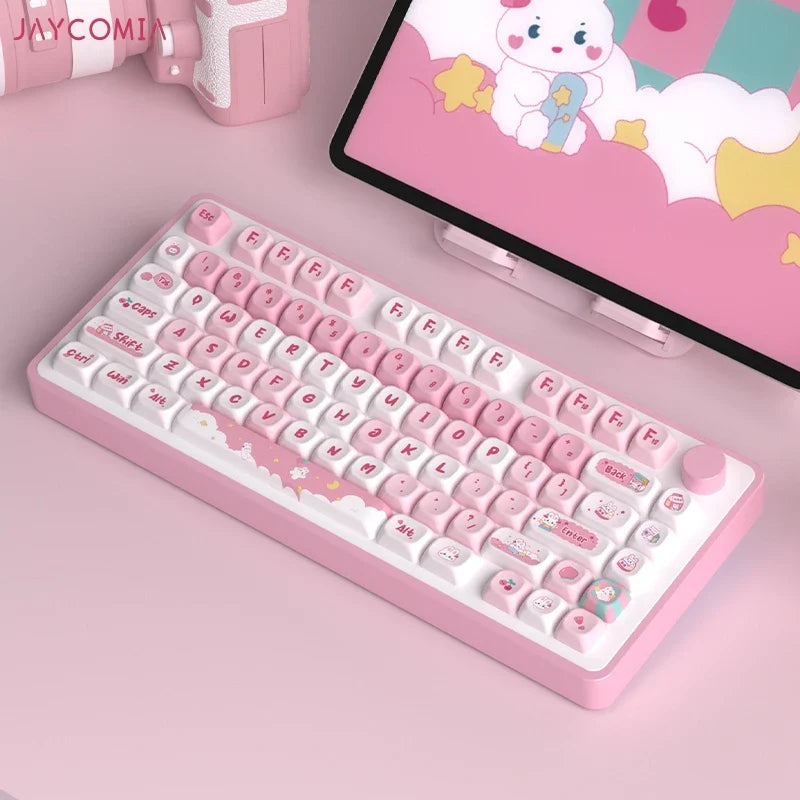 MOA Söpöt näppäinsuojukset PBT Dye Sub -näppäinsuoja Snack Rabbit Cherry Mx Switchille Mekaaninen näppäimistö Gaming GMK67 Näppäimistösarja Näppäimet