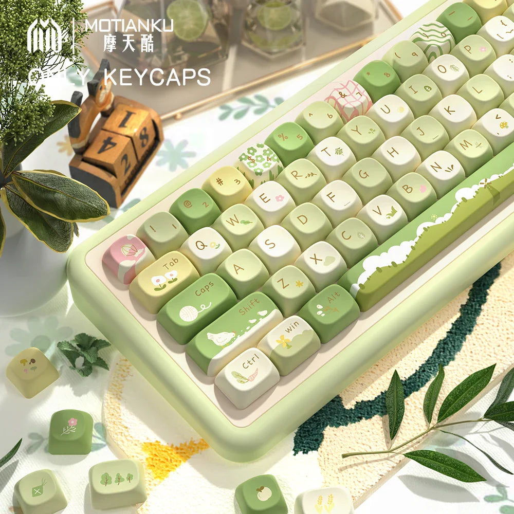 Teclas con tema de jungla, perfil MCA, teclas de dibujos animados personalizadas para teclado mecánico con tapa de tecla 7U e ISO