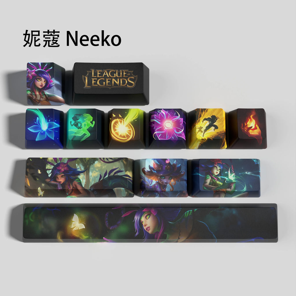Teclas Neeko League of Legends Teclas Neeko Teclas de juego Perfil OEM 12 teclas Teclas secundarias de tinte PBT