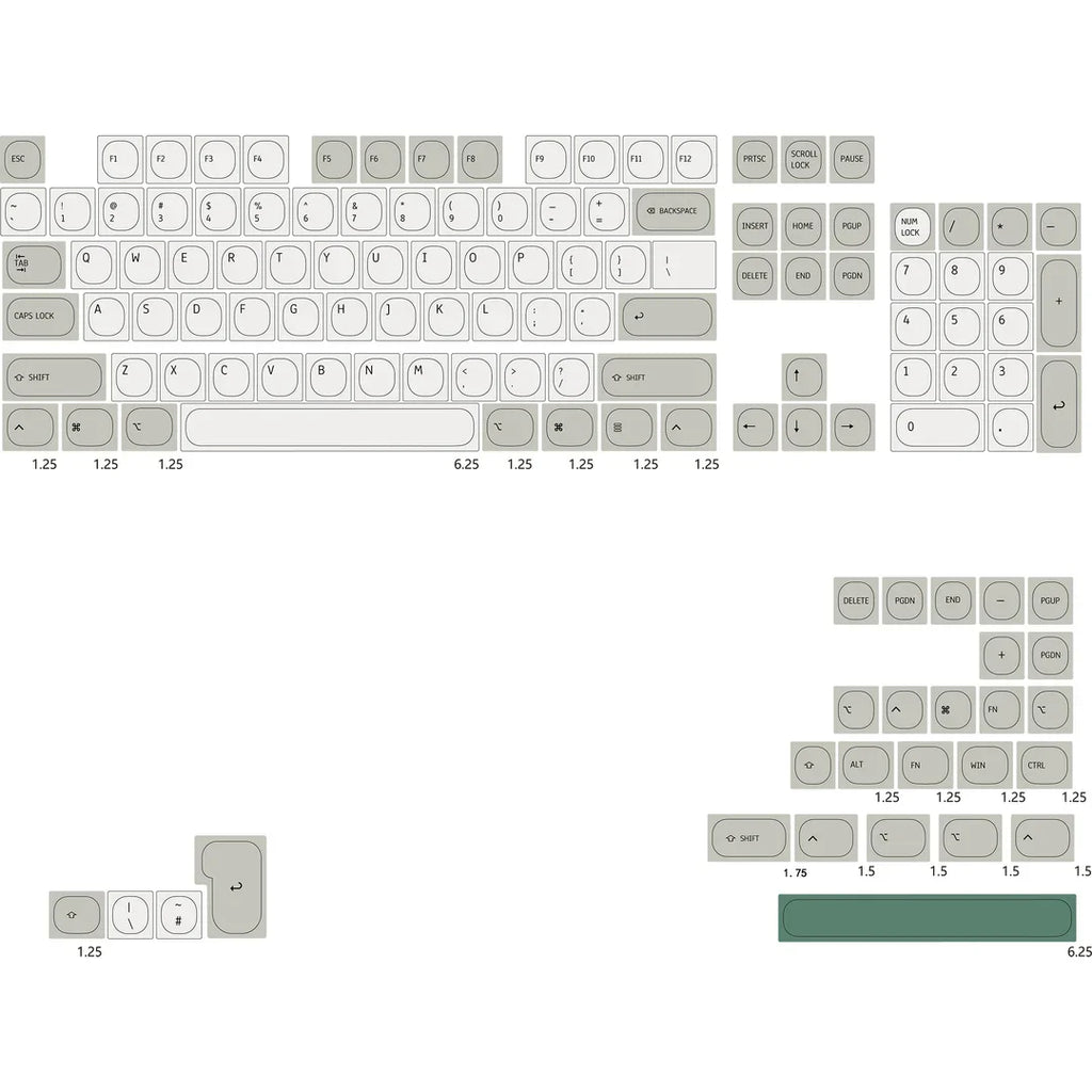 Idobao Retro MA Näppäimistöt MAC Näppäimistö Näppäimistölle PBT Alkuperäinen Design Mekaaniselle Näppäimistölle Cherry MX Switches Yksinkertaiset näppäinsuojukset