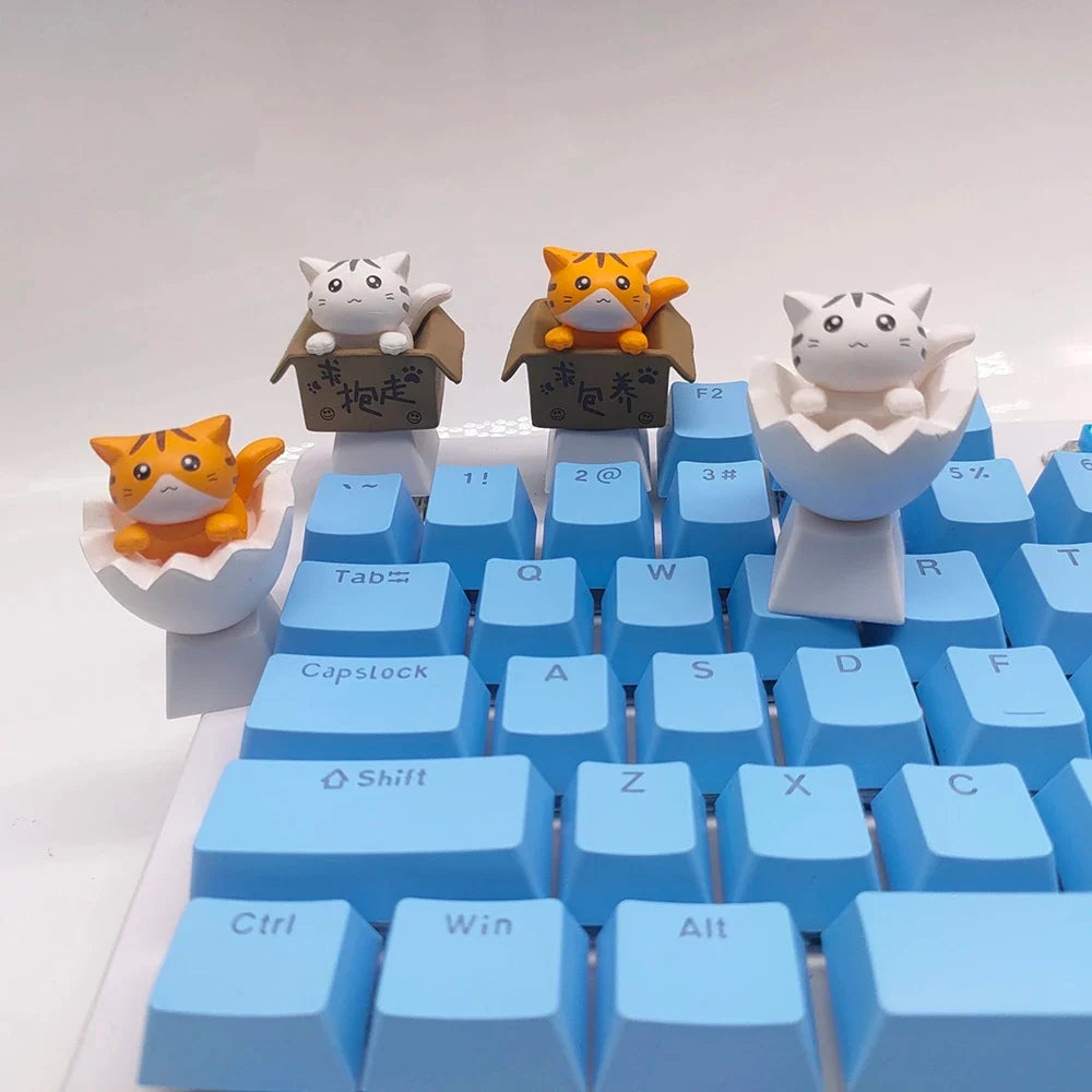Customize Your Keyboard with Cute Cat Keycaps - PBT Axis Cherry MX Artisan Anime Pink Kawaii Accessories