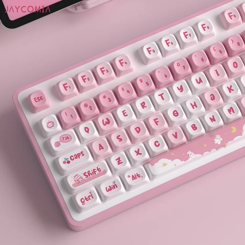 MOA Söpöt näppäinsuojukset PBT Dye Sub -näppäinsuoja Snack Rabbit Cherry Mx Switchille Mekaaninen näppäimistö Gaming GMK67 Näppäimistösarja Näppäimet